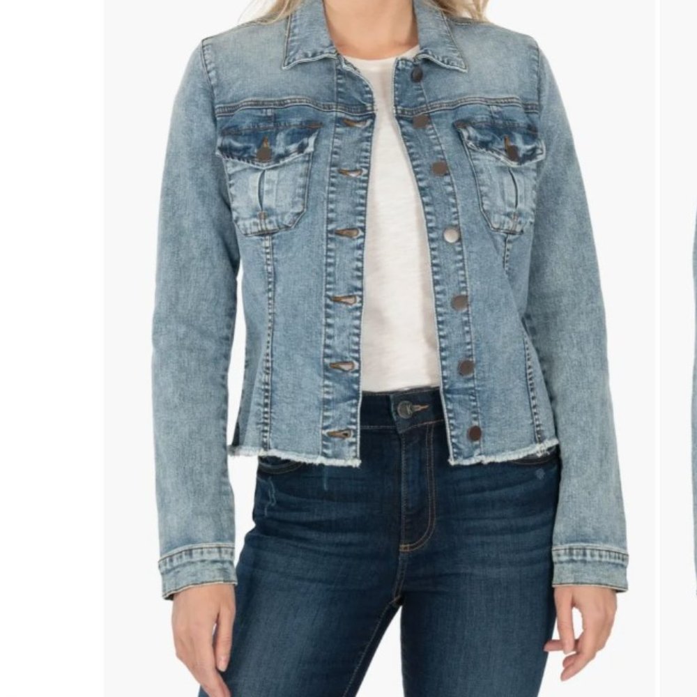 Kut From The Kloth Kara Frayed Denim Jacket - Women's Sz L